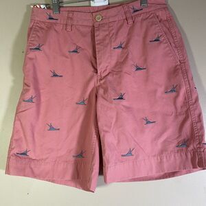 Vineyard Vines Shorts Men’s Island Short Size 30 Coral Pink Boat Yachts Print